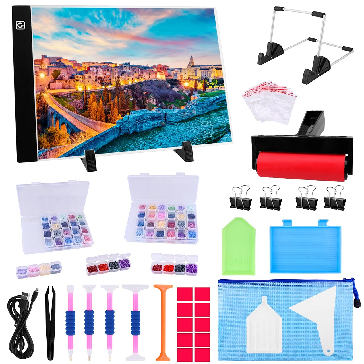 183PCS A4 Diamond Painting Light Pad Kit, Light Board for Diamond Painting Accessories, Tracing Light Box with 5D Painting Tools Set for Full Drill & Partial Drill Art